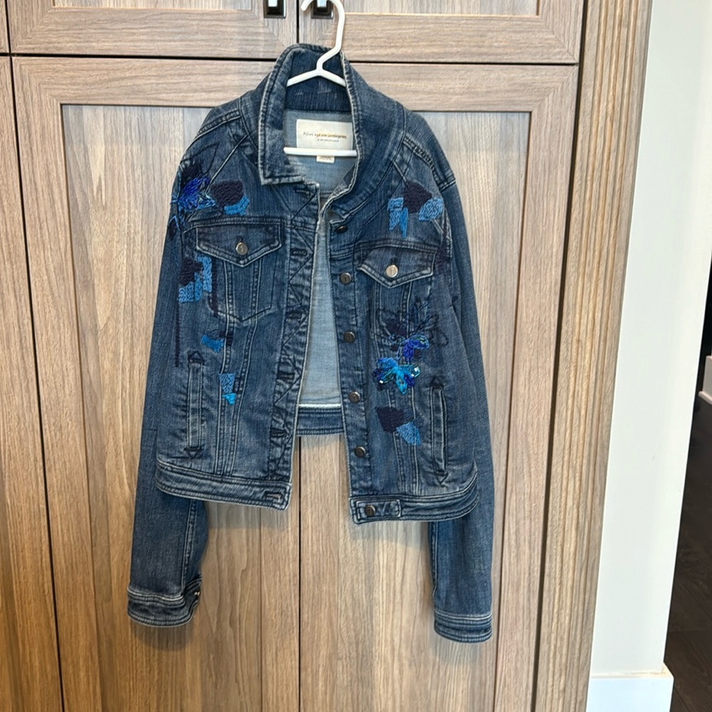 Denim Jean jacket with embroidered flowers